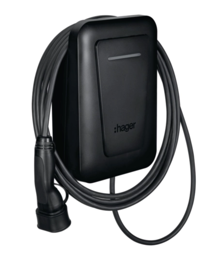 Hager - Borne de recharge 22 kW câble fixe 6,5m,MID OCPP