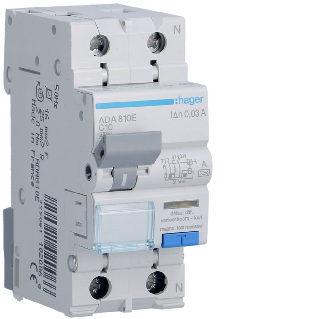 Hager - DISJONCTEUR.Différentiel1PN C-32A 30MA
