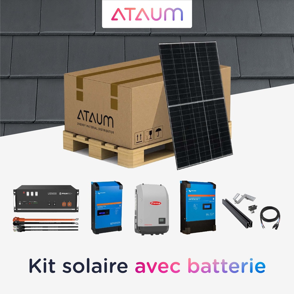 Kit Solaire 13,2 kWc - 14,4 kWh - Tuile - Monophasé