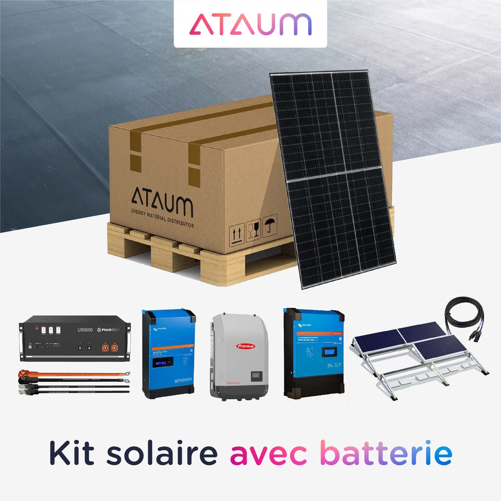 Kit Solaire 13,2 kWc - 14,4 kWh - Toiture Plate - Triphasé 400