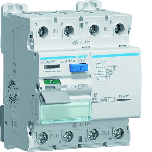 [CFH440E] Hager - Interrupteur Différentiel 4P 40A 300MA