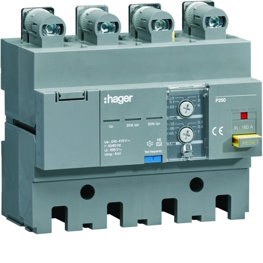 [HBT250H] Hager - Bloc diff.réglable 250A pour P250 4P