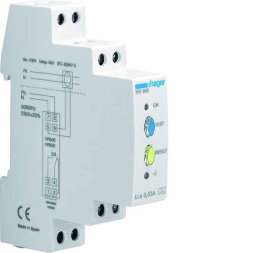 [HR500] Hager - RELAIS DIFFÉRENTIEL 30MA INSTANTANÉ