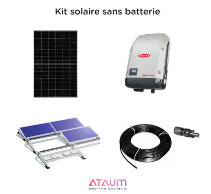 Kit solaire 3,4 kWc - Sans batterie - Monophasé - Toiture plate
